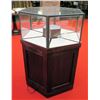 Image 1 : Hexagon Display Cabinet w/ Glass Top (no key) 29" Dia, 44" H