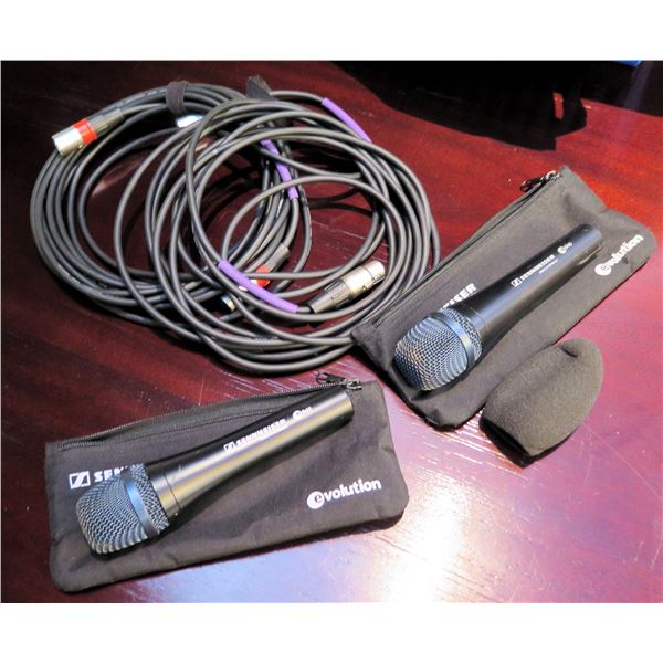 Qty 2 eVolution Sennheiser e945 Microphones w/ Cords & Cases