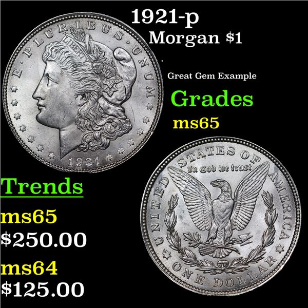 1921-p Morgan Dollar $1 Grades GEM Unc
