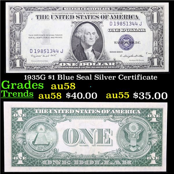 1935G $1 Blue Seal Silver Certificate Grades Choice AU/BU Slider
