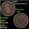 1847 Braided Hair Large Cent 1c Grades vf+