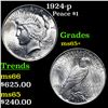 Image 1 : 1924-p Peace Dollar $1 Grades GEM+ Unc