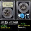 Proof 1992-S Olympic Modern Commem Half Dollar 50c Graded GEM++ Proof Deep Cameo BY USCG