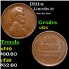 1911-s Lincoln Cent 1c Grades vf+