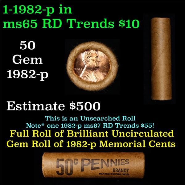 Shotgun Lincoln 1c roll, 1982-p 50 pcs Brandt Wrapper.