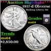 ***Auction Highlight*** 1917-d Obverse Walking Liberty Half Dollar 50c Graded ms64 BY SEGS (fc)
