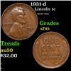 1931-d Lincoln Cent 1c Grades xf+