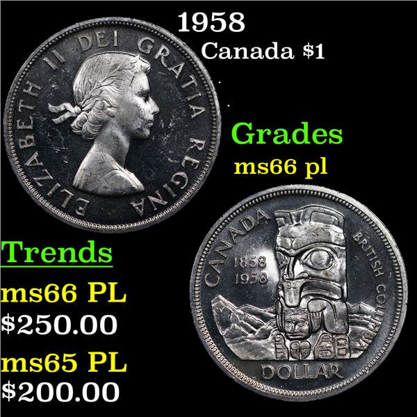 1958 Canada Dollar $1 Grades GEM+ UNC PL