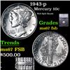 Image 1 : 1943-p Mercury Dime 10c Graded ms67 fsb BY SEGS