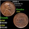 1910-s Lincoln Cent 1c Grades vf+