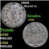 Image 1 : 1869 Shield Nickel 5c Grades vf++