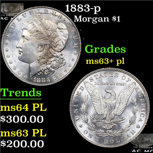 1883-p Morgan Dollar $1 Grades Select Unc+ PL