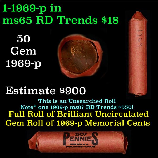 Shotgun Lincoln 1c roll, 1969-p 50 pcs Steel Strong Wrapper.