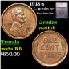 1918-s Lincoln Cent 1c Graded ms64 rb By SEGS
