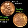 1941-s Lincoln Cent 1c Grades GEM+ Unc RD