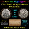 ***Auction Highlight*** Shotgun 1888 & 'P' Ends Mixed Morgan/Peace Silver dollar roll, 20 coin Carso