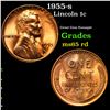 1955-s Lincoln Cent 1c Grades GEM Unc RD
