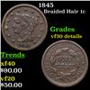 1845 Braided Hair Large Cent 1c Grades VF Details