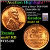 ***Auction Highlight*** 1955-p Lincoln Cent Near TOP POP! 1c Graded ms67 rd By SEGS (fc)