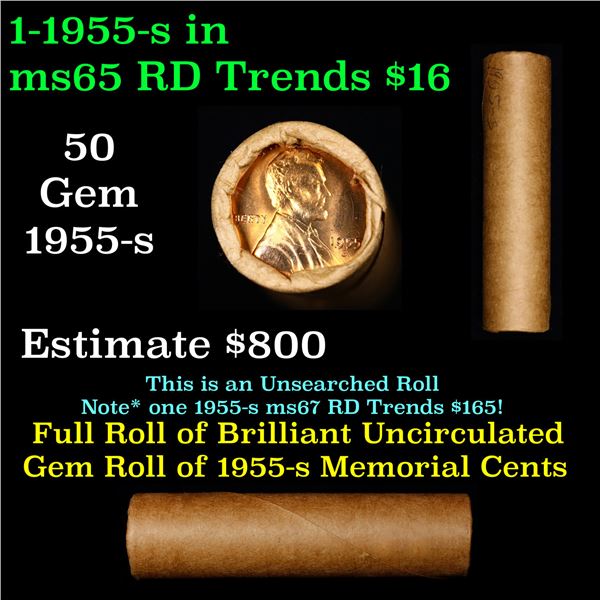 Shotgun Lincoln 1c roll, 1955-s 50 pcs Brandt Wrapper.