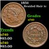 1851 Braided Hair Large Cent 1c Grades xf
