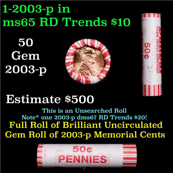 Shotgun Lincoln 1c roll, 2003-p 50 pcs Brandt Wrapper.
