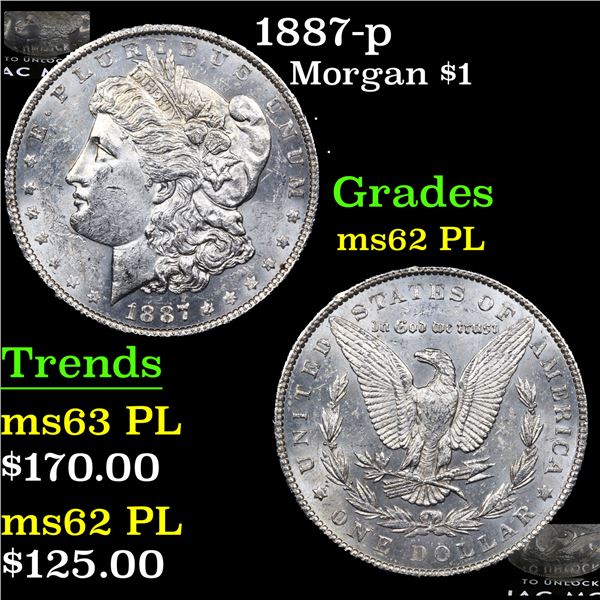 1887-p Morgan Dollar $1 Grades Select Unc PL