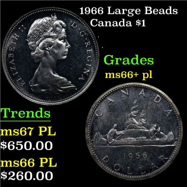 1966 Large Beads Canada Dollar $1 Grades GEM++ PL