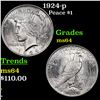 Image 1 : 1924-p Peace Dollar $1 Grades Choice Unc