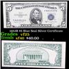 1953B $5 Blue Seal Silver Certificate Grades vf+