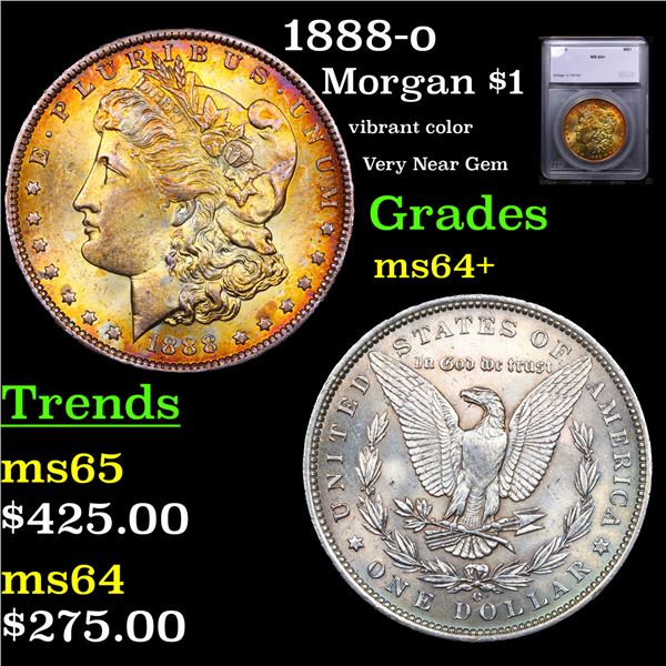 1888-o Morgan Dollar $1 Graded ms64+ By SEGS