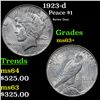 Image 1 : 1923-d Peace Dollar $1 Grades Select+ Unc