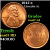 Image 1 : 1947-s Lincoln Cent 1c Grades GEM++ Unc RD