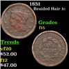 1851 Braided Hair Large Cent 1c Grades f+