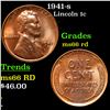 1941-s Lincoln Cent 1c Grades GEM+ Unc RD