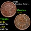 1852 Braided Hair Large Cent 1c Grades vf+