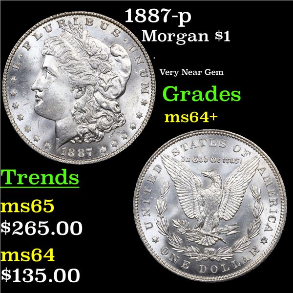 1887-p Morgan Dollar $1 Grades Choice+ Unc