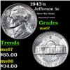 1943-s Jefferson Nickel 5c Grades GEM++ Unc