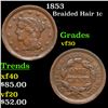 1853 Braided Hair Large Cent 1c Grades vf++