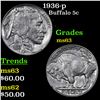 Image 1 : 1936-p Buffalo Nickel 5c Grades Select Unc