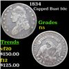 Image 1 : 1834 Capped Bust Half Dollar 50c Grades f+
