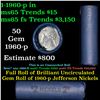 Shotgun Jefferson 5c roll, 1960-p 50 pcs Vintage Nickel Wrapper.
