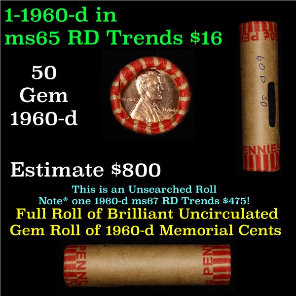 Shotgun Lincoln 1c roll, 1960-d 50 pcs Brandt Wrapper.