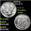 Image 1 : 1922-p Peace Dollar $1 Grades Choice+ Unc