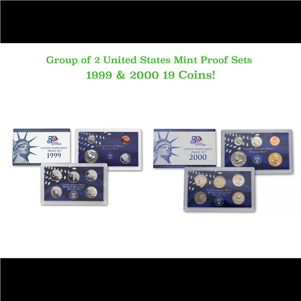 Group of 2 United States Mint Proof Sets 1999-2000 19 coins