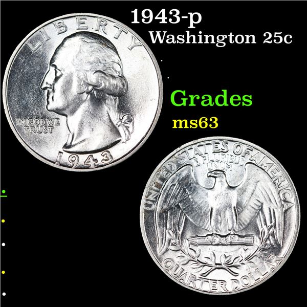 1943-p Washington Quarter 25c Grades Select Unc