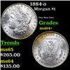 1884-o Morgan Dollar $1 Grades Choice+ Unc