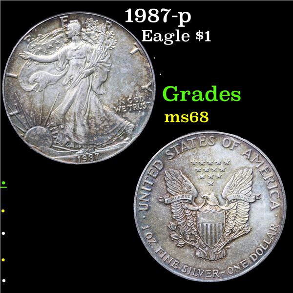 1987-p Silver Eagle Dollar $1 Grades GEM+++ Unc