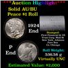 Image 1 : ***Auction Highlight*** AU/BU Slider First Financial Shotgun Peace $1 Roll 1924 & P Ends Virtually U