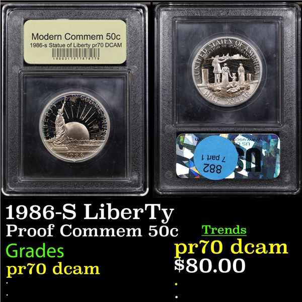Proof 1986-S LiberTy Modern Commem Half Dollar 50c Graded GEM++ Proof Deep Cameo BY USCG